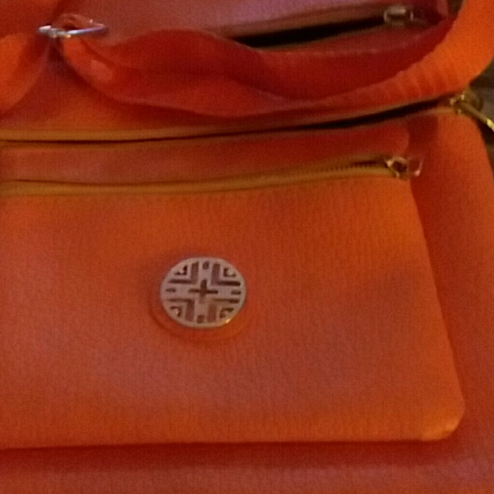 Orange leather purse